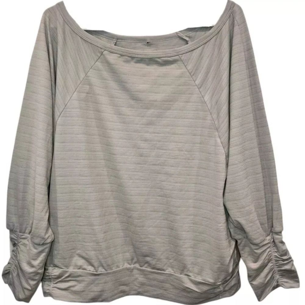 Prana Women's Gray Ridgeview Relaxed Long Sleeve Cropped Oversized Top Size L